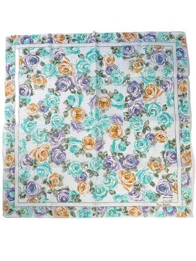 Pierre Cardin Vintage Cotton Floral Scarf 16.5" Square Never Worn